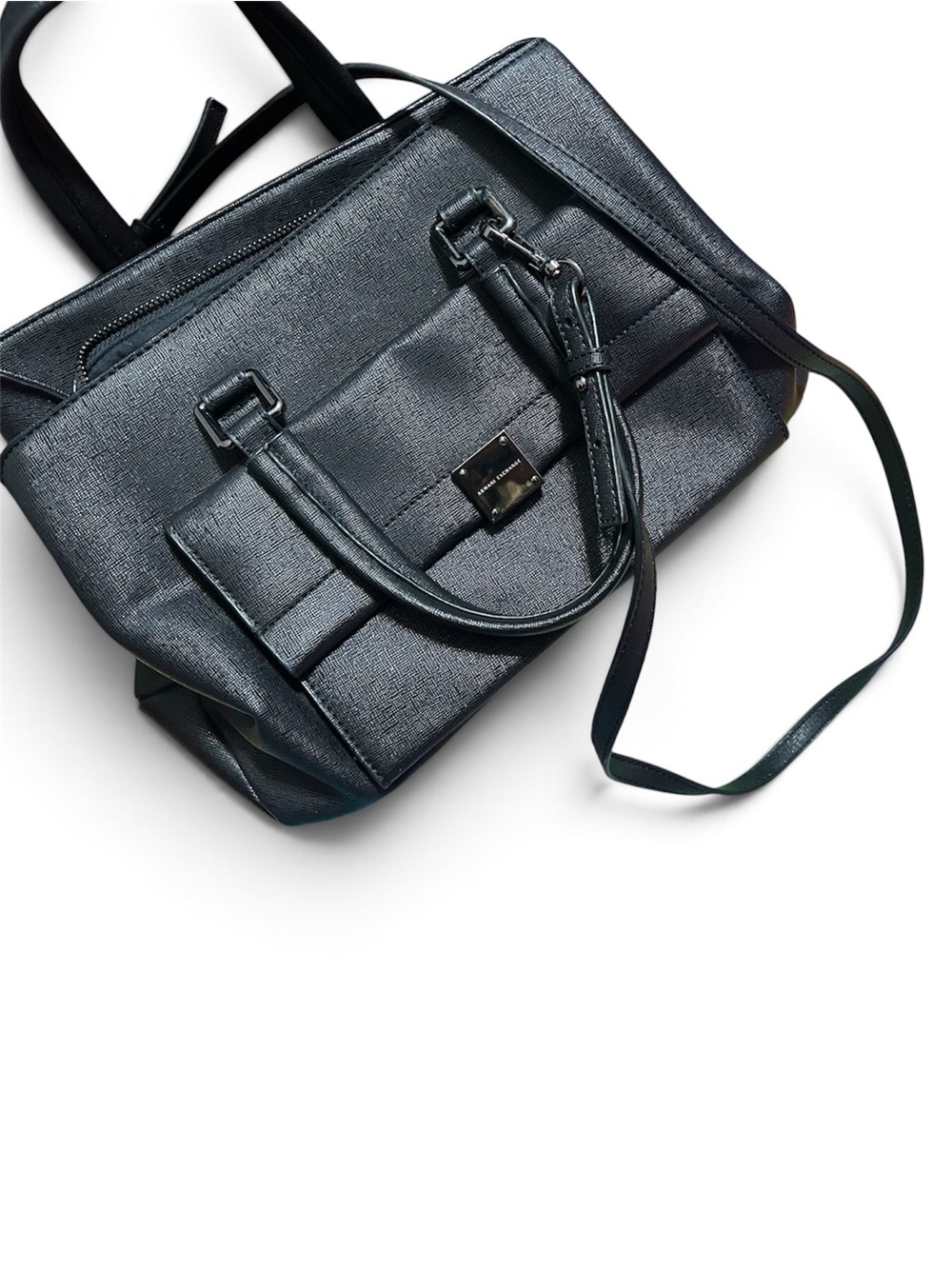 Black Structured Satchel Handbag - Designer Style Armani Exchange